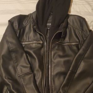 Guess Coat Leather w/ hood